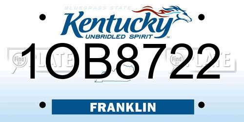 1OB8722 Kentucky License Plate