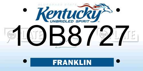 1OB8727 Kentucky License Plate