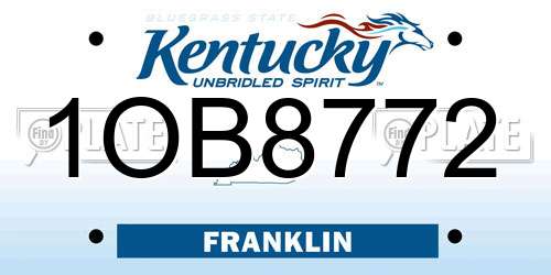 1OB8772 Kentucky License Plate