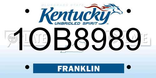 1OB8989 Kentucky License Plate