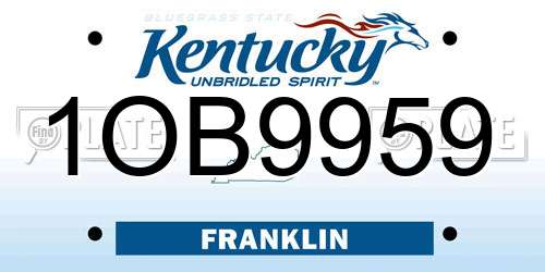 1OB9959 Kentucky License Plate