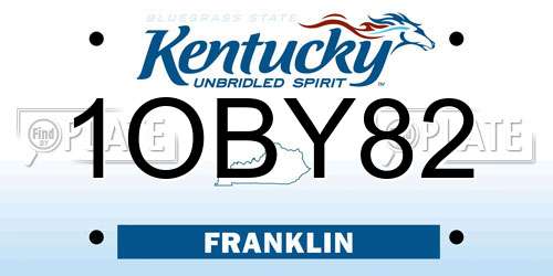 1OBY82 Kentucky License Plate