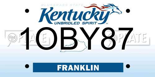 1OBY87 Kentucky License Plate