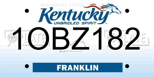 1OBZ182 Kentucky License Plate