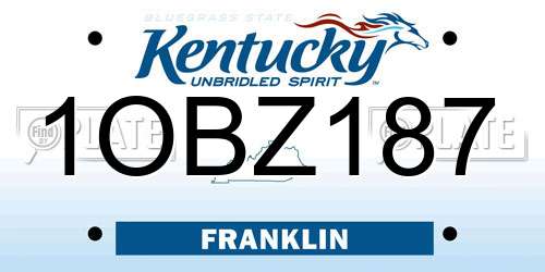 1OBZ187 Kentucky License Plate