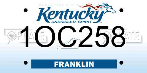 1OC258 Kentucky License Plate