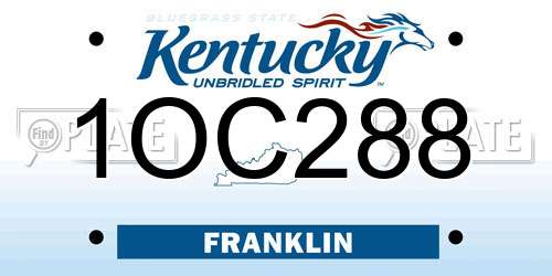 1OC288 Kentucky License Plate