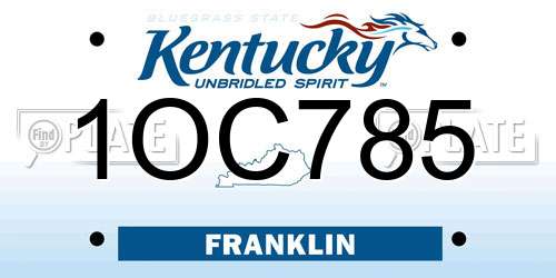 1OC785 Kentucky License Plate