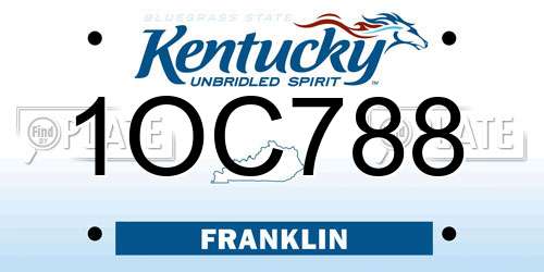 1OC788 Kentucky License Plate