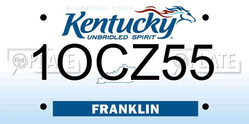1OCZ55 Kentucky License Plate