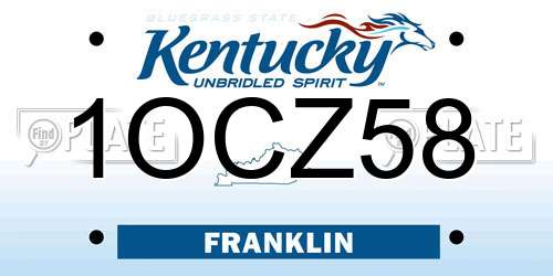 1OCZ58 Kentucky License Plate