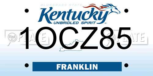 1OCZ85 Kentucky License Plate