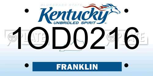 1OD0216 Kentucky License Plate