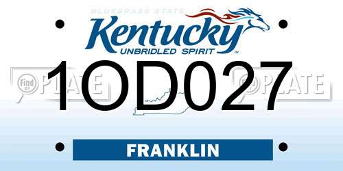 1OD027 Kentucky License Plate