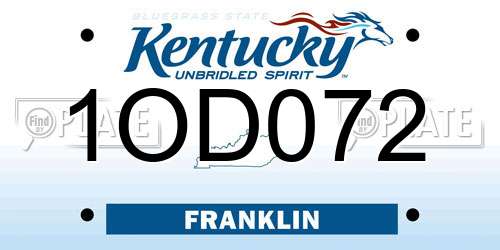 1OD072 Kentucky License Plate