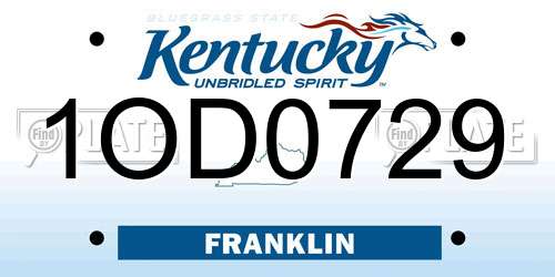 1OD0729 Kentucky License Plate