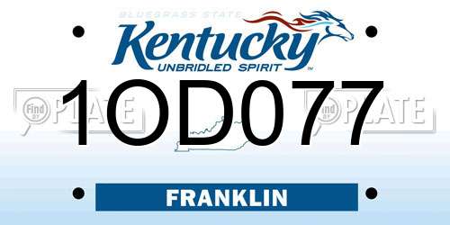 1OD077 Kentucky License Plate