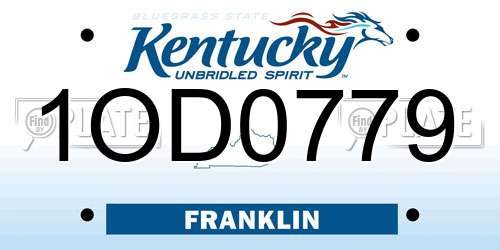 1OD0779 Kentucky License Plate