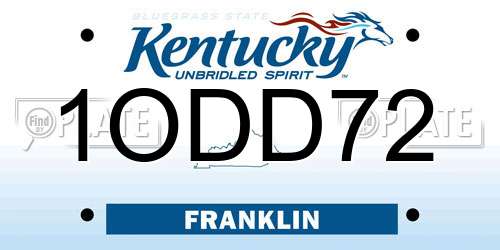 1ODD72 Kentucky License Plate
