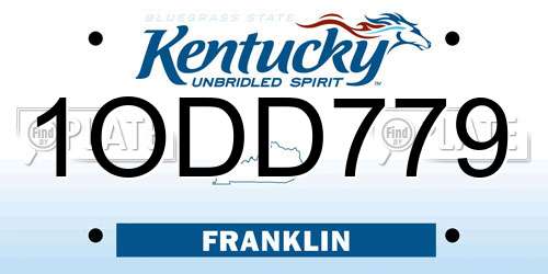 1ODD779 Kentucky License Plate