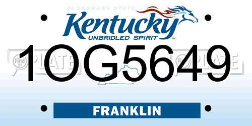 1OG5649 Kentucky License Plate