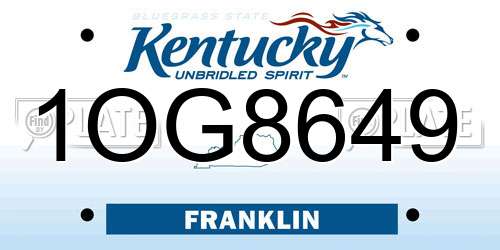 1OG8649 Kentucky License Plate