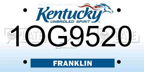 1OG9520 Kentucky License Plate