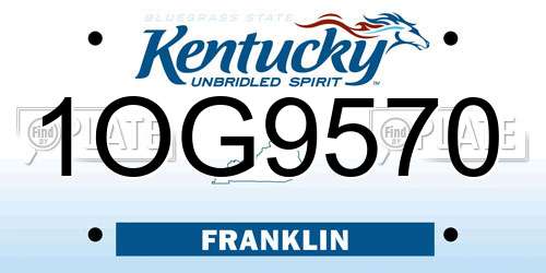 1OG9570 Kentucky License Plate