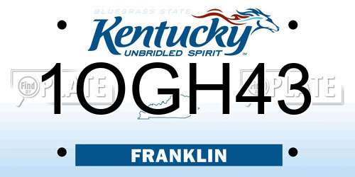 1OGH43 Kentucky License Plate