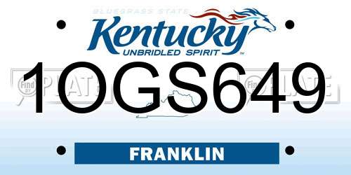 1OGS649 Kentucky License Plate