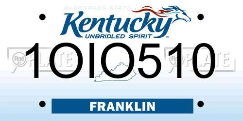 1OIO510 Kentucky License Plate