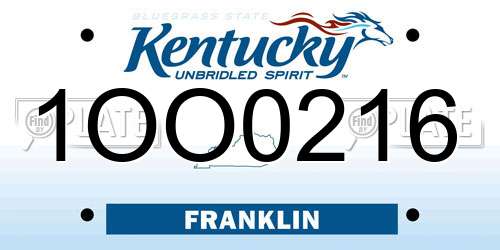 1OO0216 Kentucky License Plate