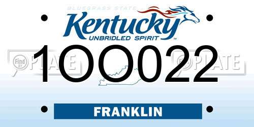 1OO022 Kentucky License Plate