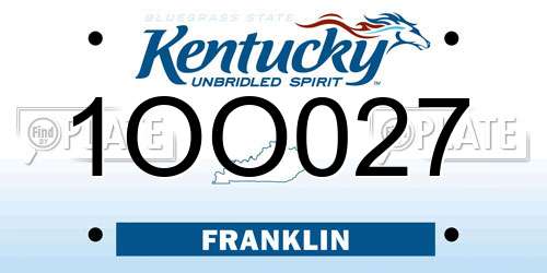 1OO027 Kentucky License Plate