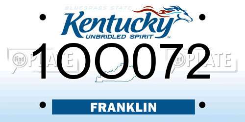 1OO072 Kentucky License Plate