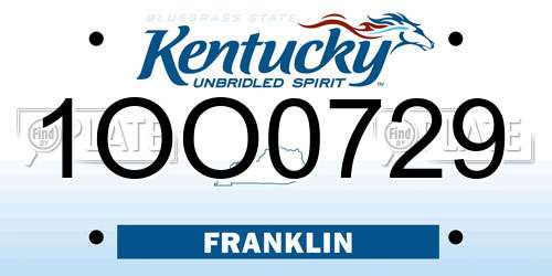 1OO0729 Kentucky License Plate
