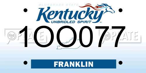1OO077 Kentucky License Plate