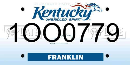 1OO0779 Kentucky License Plate