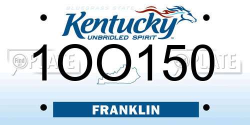 1OO150 Kentucky License Plate