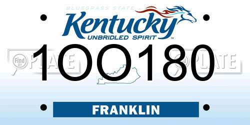 1OO180 Kentucky License Plate