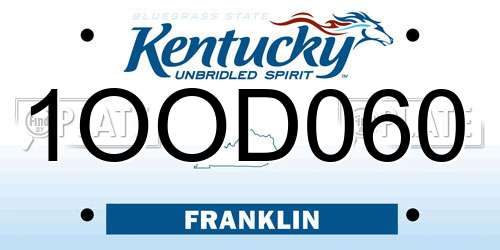 1OOD060 Kentucky License Plate