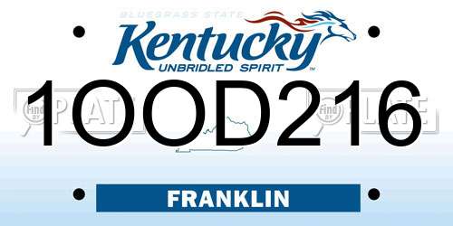 1OOD216 Kentucky License Plate