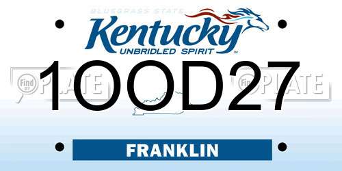 1OOD27 Kentucky License Plate