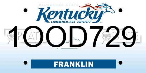 1OOD729 Kentucky License Plate