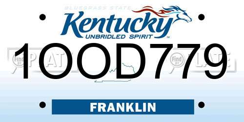 1OOD779 Kentucky License Plate