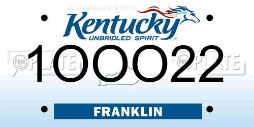 1OOO22 Kentucky License Plate