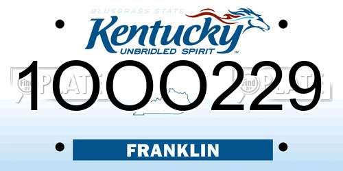 1OOO229 Kentucky License Plate