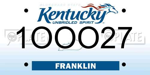1OOO27 Kentucky License Plate