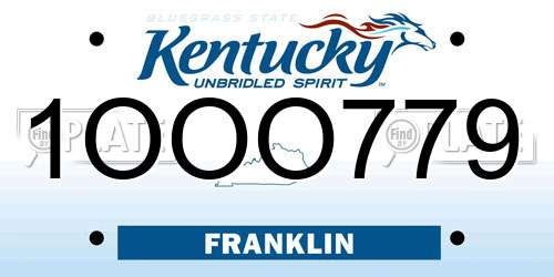 1OOO779 Kentucky License Plate
