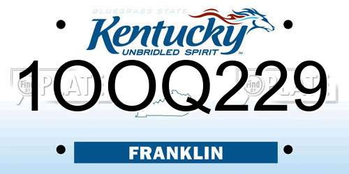 1OOQ229 Kentucky License Plate